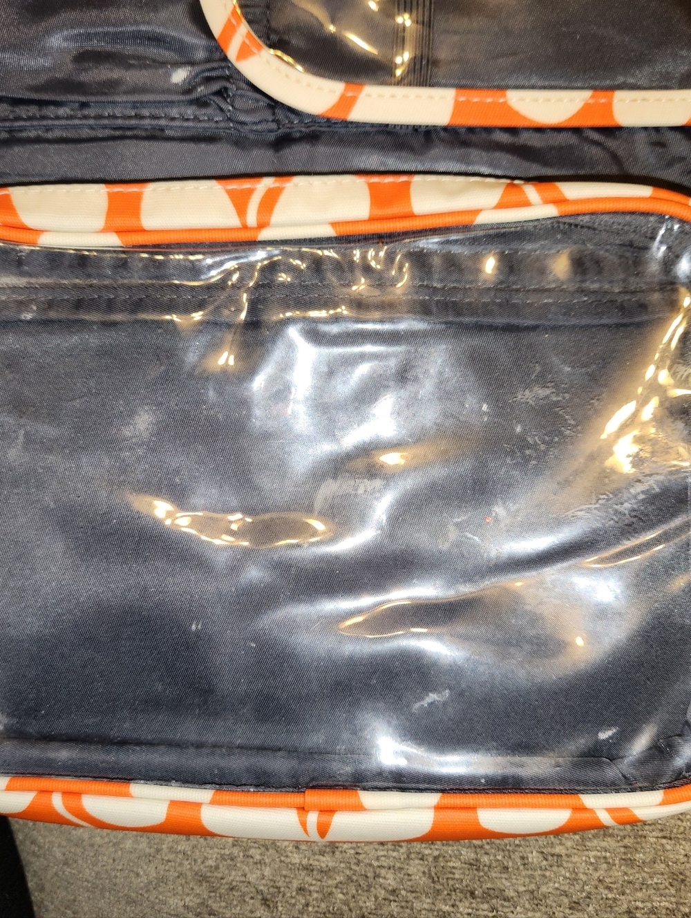 Orla Kiely Orange & Navy Hanging Travel Toiletry Organizer - Picture 6 of 6